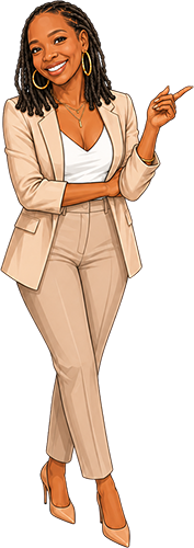 Illustrated portrait of Dawn pointing toward the campaign data